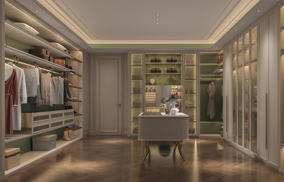 Customizable Ivory Stainless Steel Walk In Closet Systems With Ample Storage