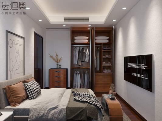 Traditional Chinese Elegance Dark Wood Effect Wardrobe With Glass Accents And Integrated Desk
