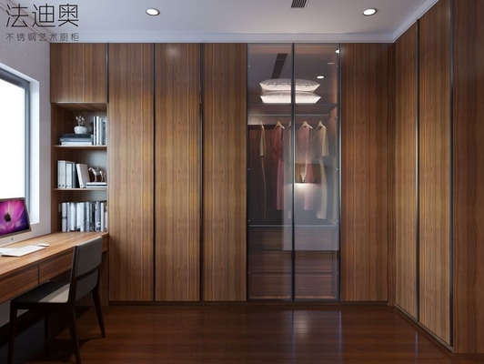 Traditional Chinese Elegance Dark Wood Effect Wardrobe With Glass Accents And Integrated Desk