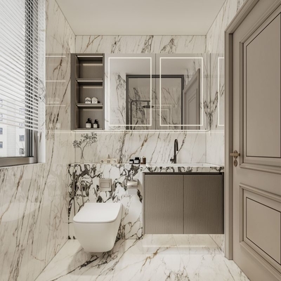 Sleek Corrosion Resistant Minimalist Bathroom Cabinet Moisture Proof