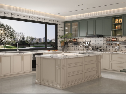 Almond Rose Custom Stainless Steel Kitchen Cabinets  Easy Clean Fadior Luxe Series