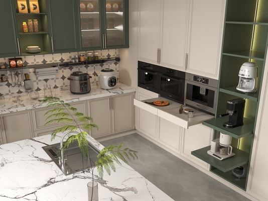 Almond Rose Custom Stainless Steel Kitchen Cabinets  Easy Clean Fadior Luxe Series