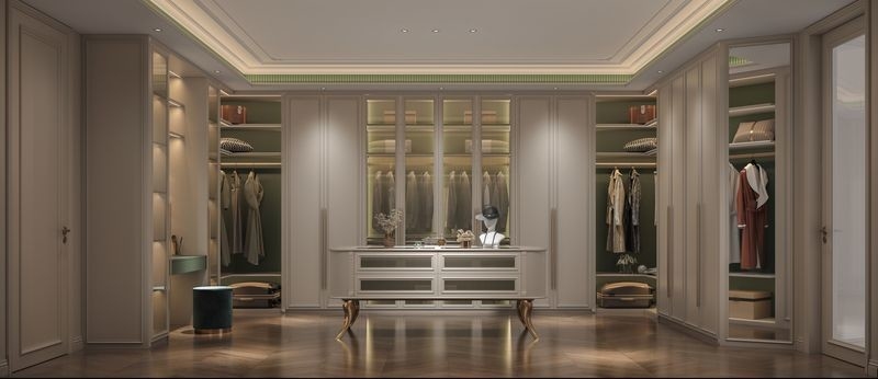 Customizable Ivory Stainless Steel Walk In Closet Systems With Ample Storage