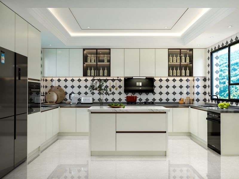 Fadior Cream White Kitchen Stainless Steel Cabinet Elegant And Functional Design